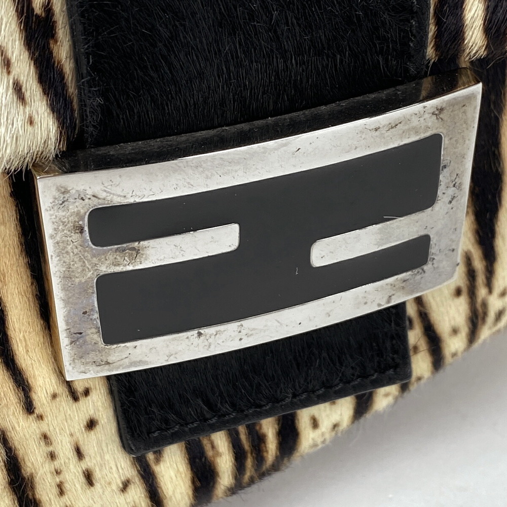 FENDI Zucca Shoulder Bag Mamma Bucket Zebra Pattern Harako White Black - Picture 3 of 6